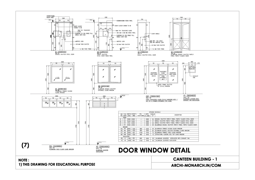 CANTEEN BUILDING WORKING ONE SHEET SEVEN