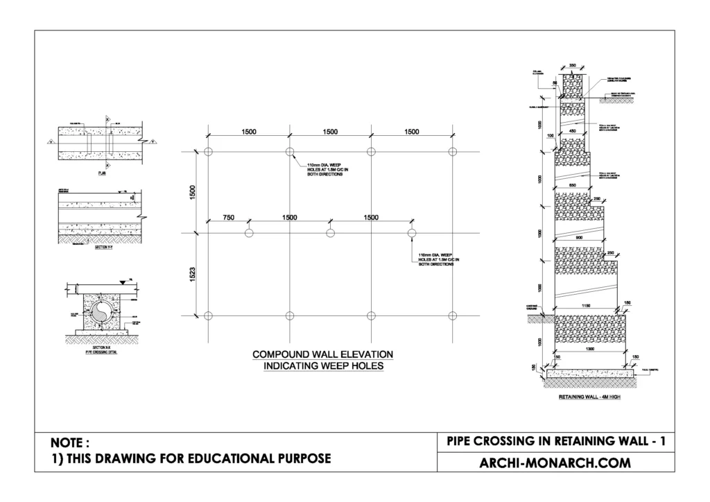 PIPE CROSSING IN RETAINING WALL ONE