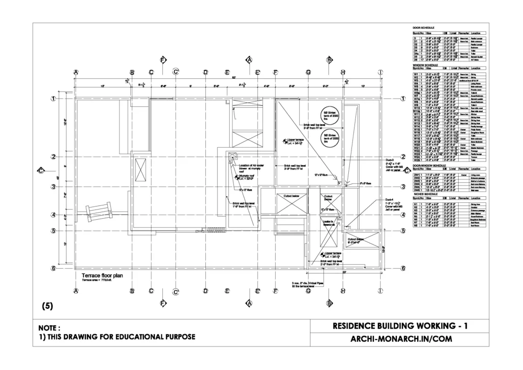 RESIDENCE BUILDING WORKING ONE SHEET FIVE