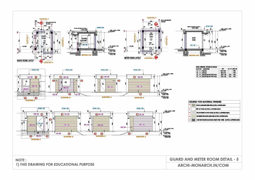 GUARD AND METER ROOM DETAIL FIVE