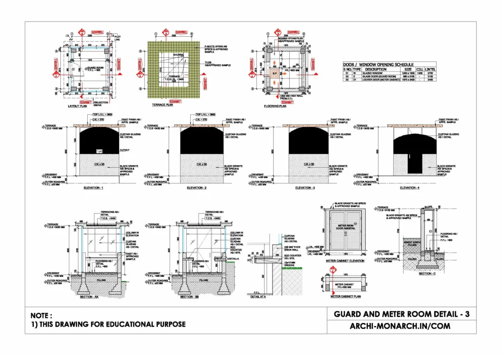 GUARD AND METER ROOM DETAIL THREE