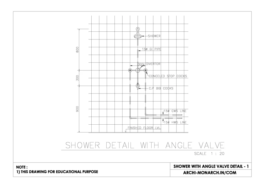 SHOWER WITH ANGLE VALVE DETAIL ONE